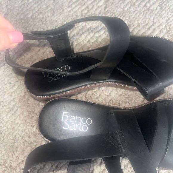 Womens Franco Sarto Black Leather Strappy Sandals size 9 EUC - Picture 4 of 5